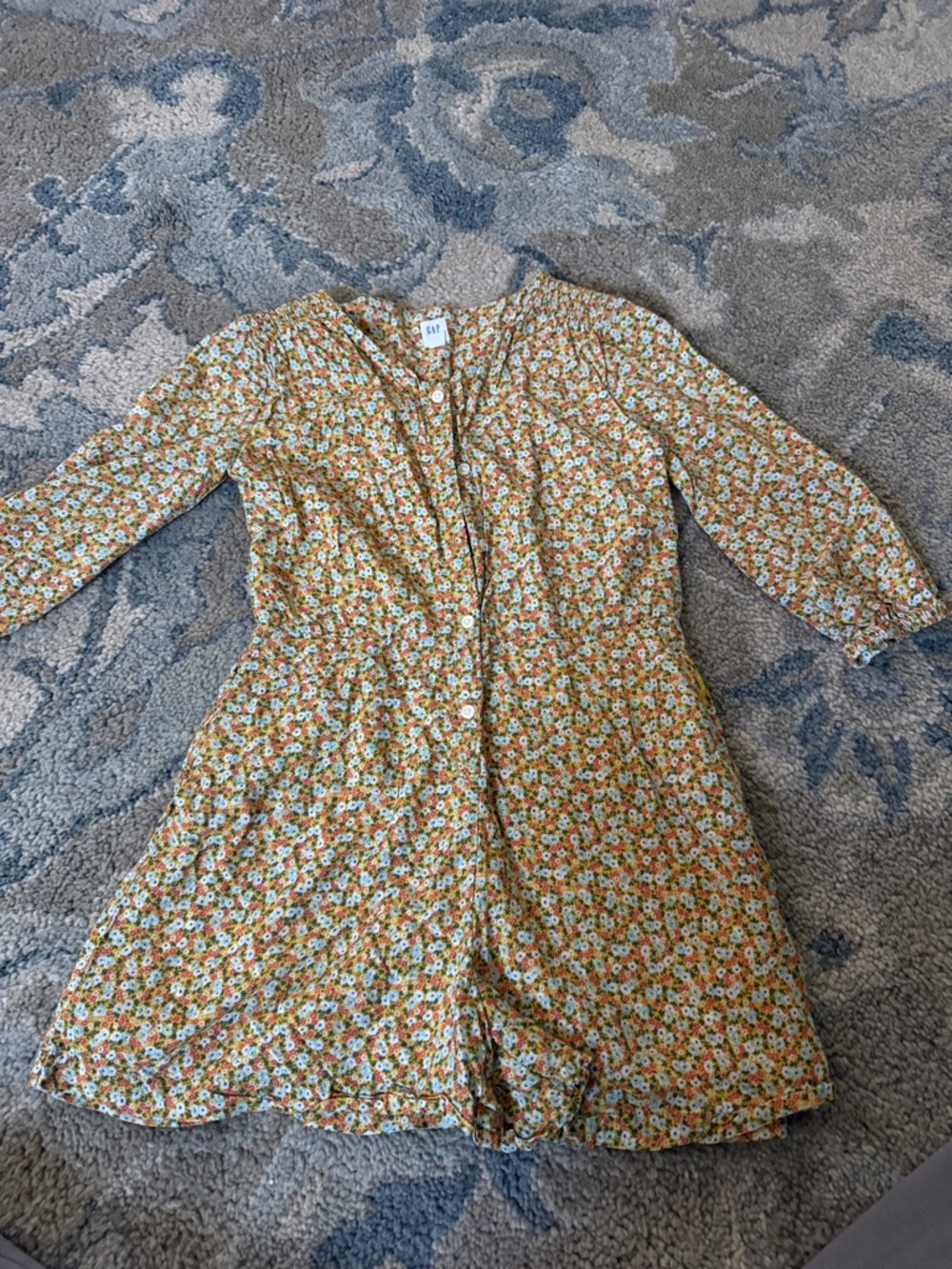 GAP Floral One-Piece Romper in Mustard and White